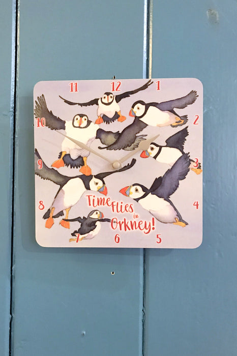 Emma Ball 'Time flies in Orkney' Wall Clock