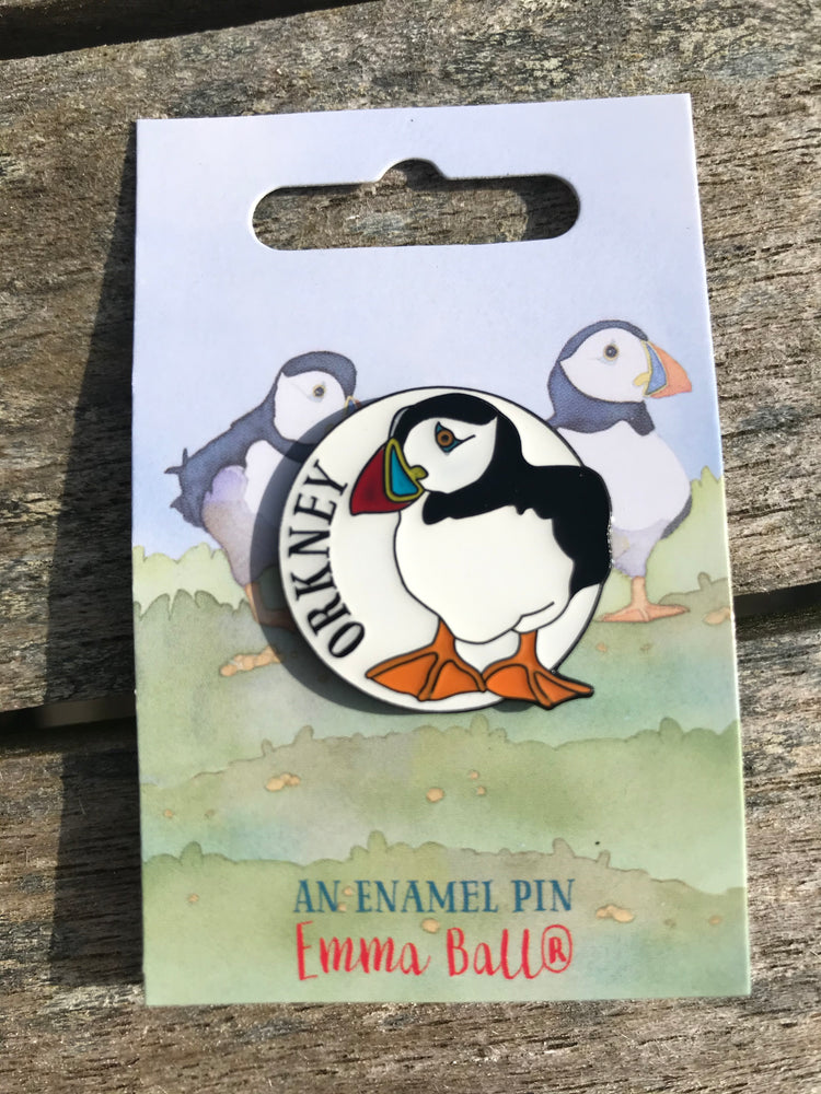 Orkney Puffin Round Enamel Pin