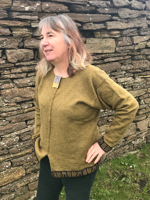 Orkney Tunic with Runes Trims in Lichen