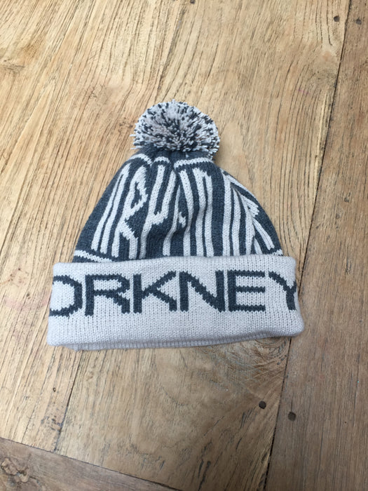 Wonky Woolies Orkney Runic Hat in Charcoal/Oatmeal