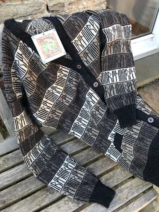 Orkney Runic V-Neck Jacket in Slate