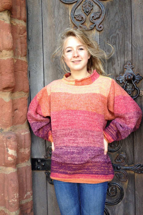 Orkney Landscape Trimneck Tunic in Red Sky at Night