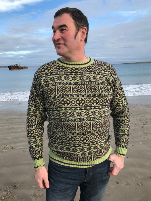 Traditional Fair Isle Crewneck Sweater in Lichen
