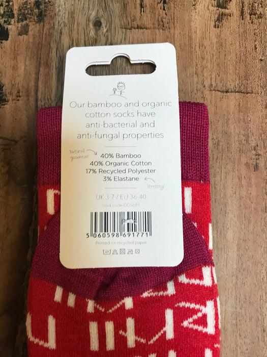 Orkney Runes Socks in Red