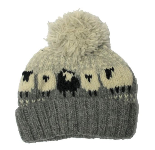 From The Source Hand Knitted Sheep Wool Hat - Grey