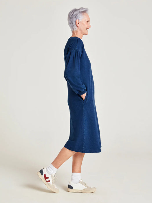 NOW 25% OFF Thought Clothing Ioana Organic Cotton Jersey Dress in Indigo Blue