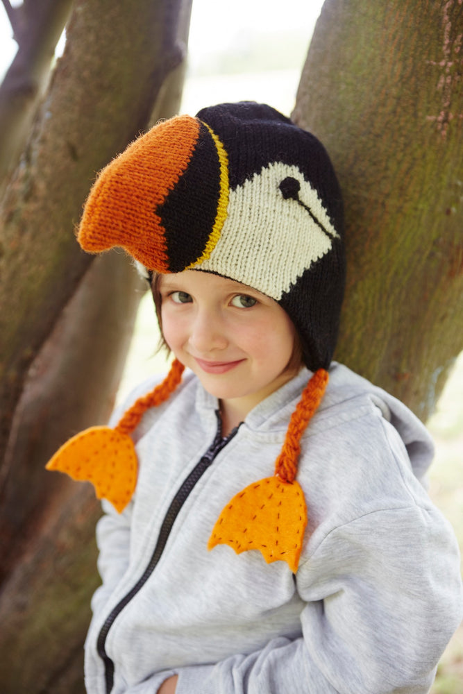Knitted Fun Puffin Kids Hat - Fits up to 12yr old