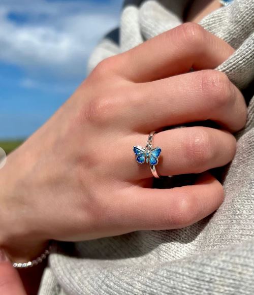 Sheila Fleet Butterfly Ring in Holly Blue (ER0286)