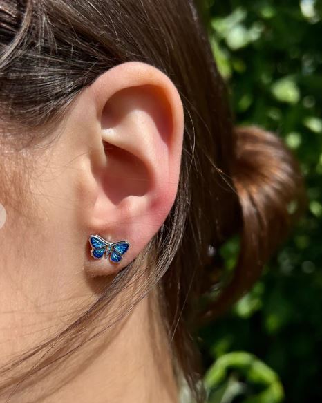 Sheila Fleet Butterfly Stud Earrings in Holly Blue (EE0286)