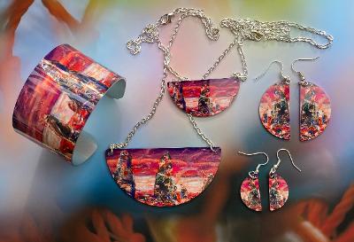 Jane Glue "Wild Sunset at The Ring of Brodgar" Small Necklet
