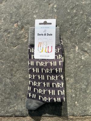 Orkney Runes Socks in Charcoal Size UK 7-11