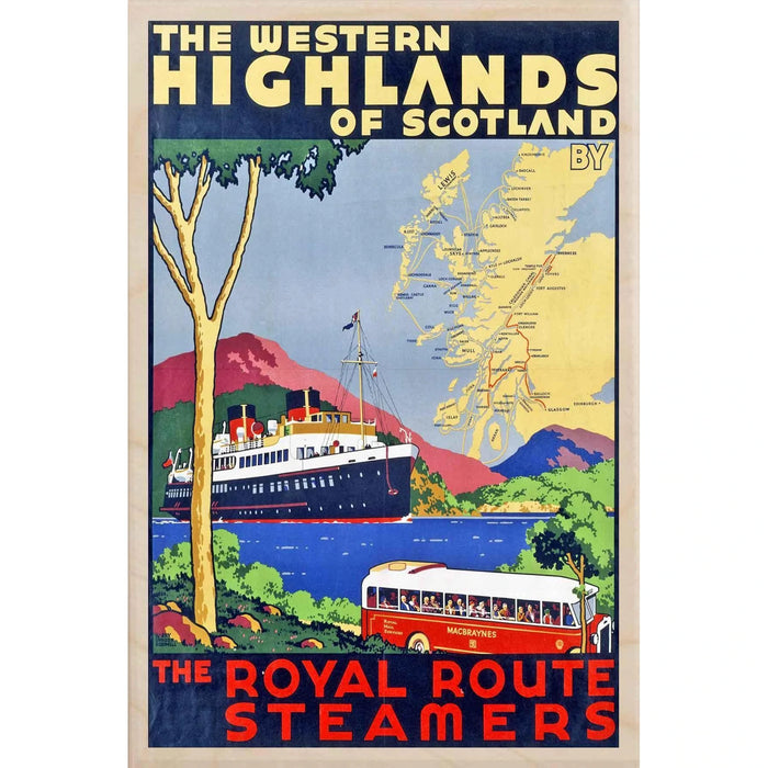 Scotland - Western Highlands Steamer Wooden Postcard