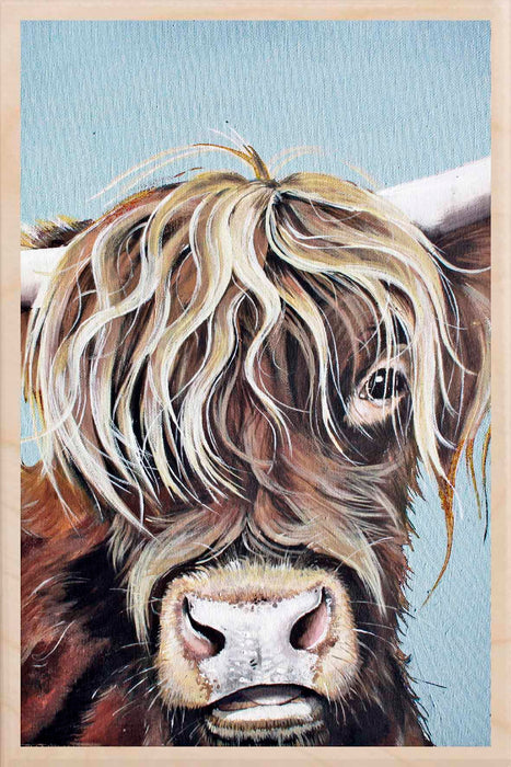Highland Cow Wooden Postcard