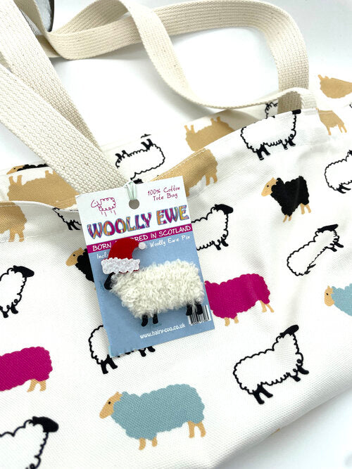 Hairy Coo & Co. - Woolly Ewe Sheep Tote Bag (with Sheep brooch)